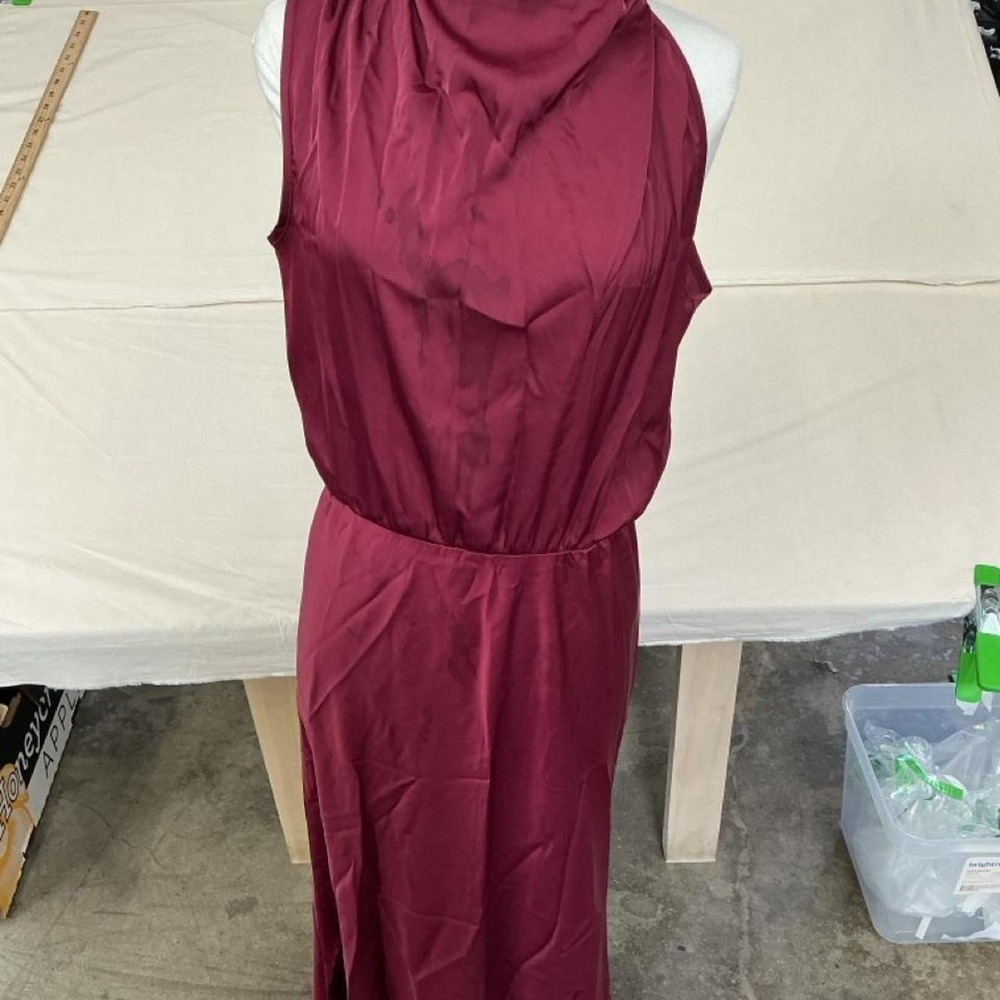 PrettyGarden Women's Burgundy Mock-Neck Midi Dress Size Medium NWT